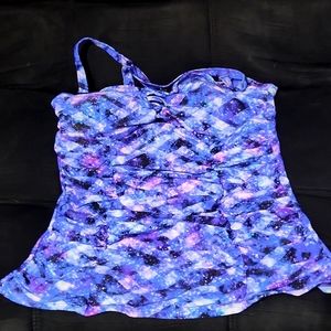 Wireless Ruched Galaxy Swim Top